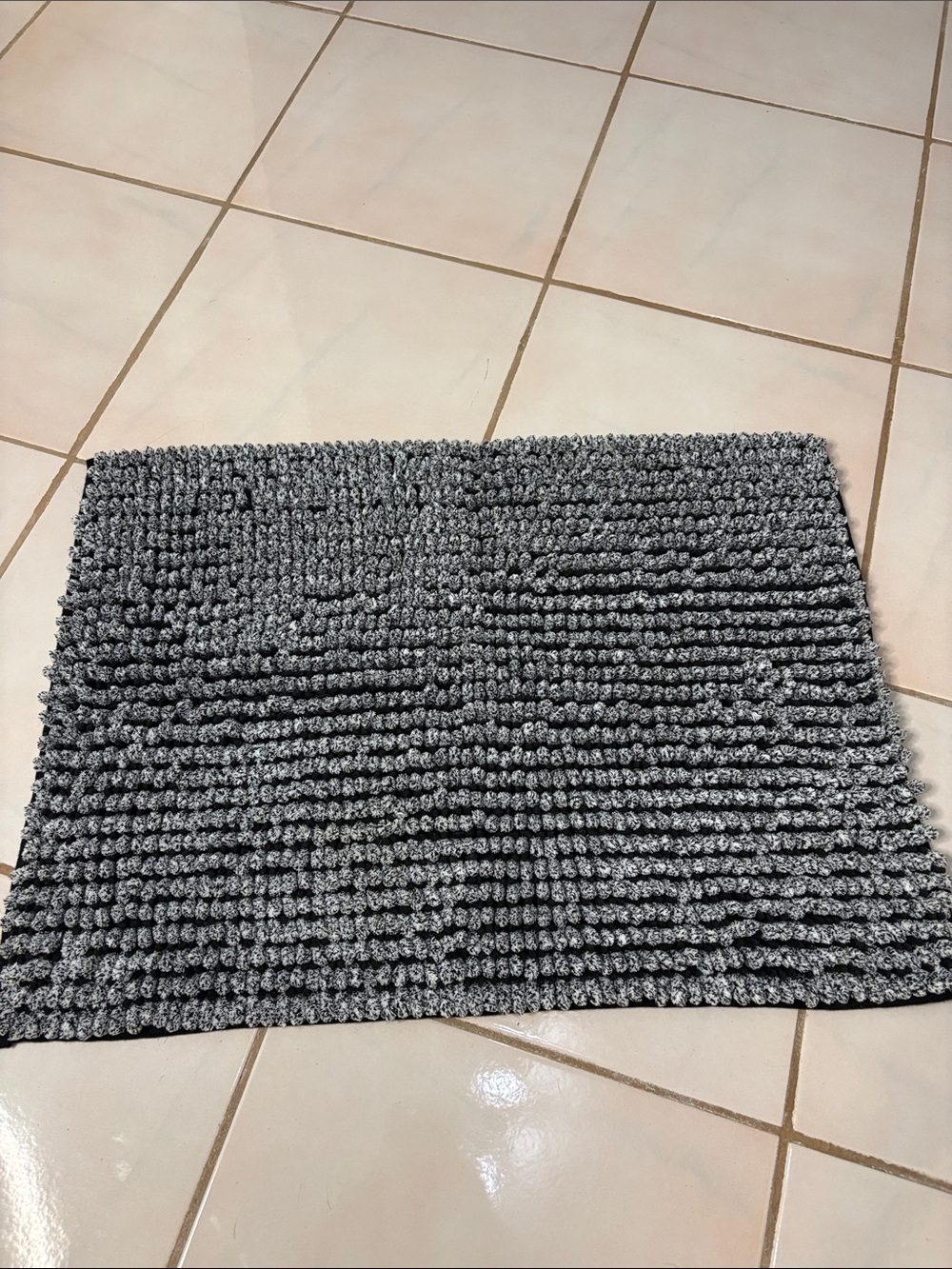 Mainstays Black and Gray Striped Chenille Bath Rug